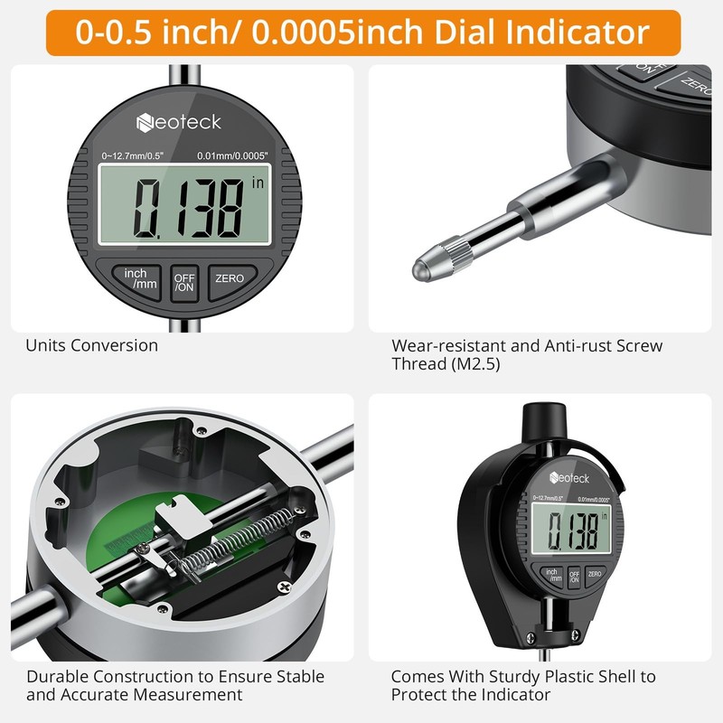 Bore Gauge Set Digital Indicator Dial 2-6 inch, Black gallery