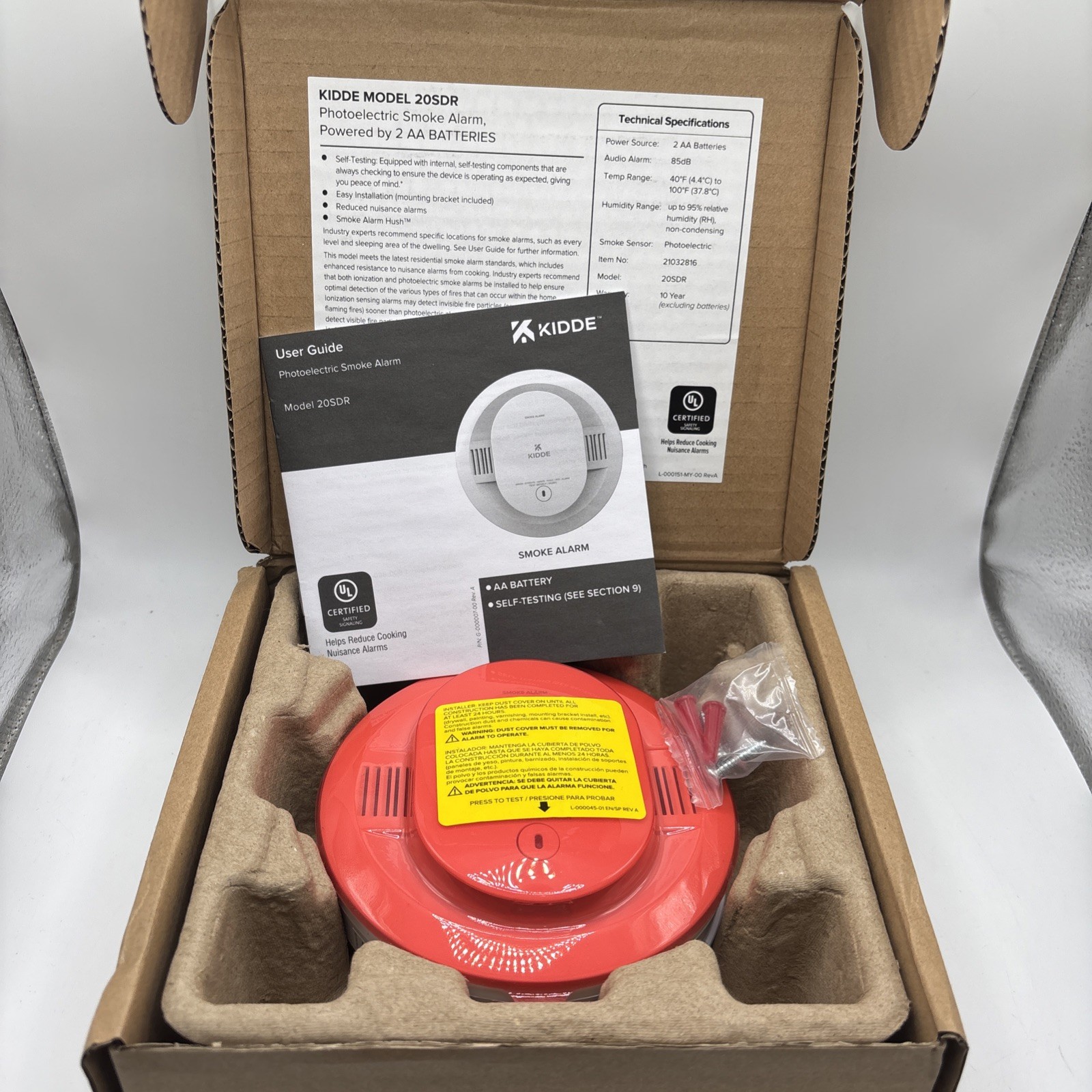 Kidde 20SDR Photoelectric Smoke Alarm AA Battery Powered Open Box gallery
