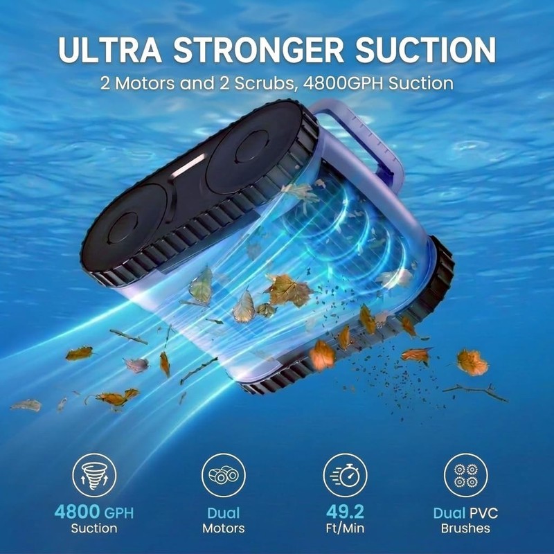 Seauto Cordless Robotic Pool Vacuum Wall-Waterline Pool Cleaner to 2200 Sq. Ft gallery