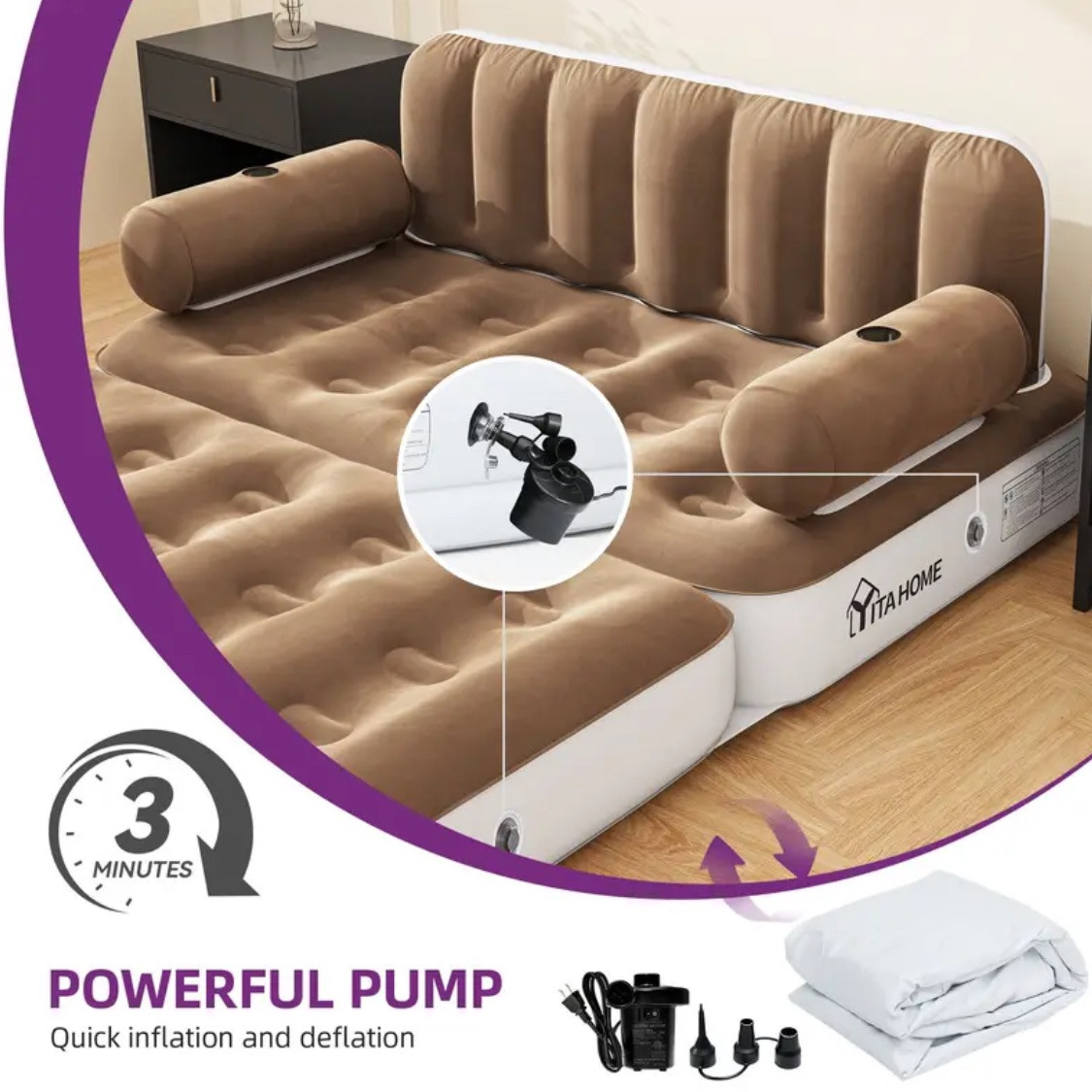 Queen Air Mattress with Built in Pump-Inflatable Blow Up Sofa & Bed Mattress gallery