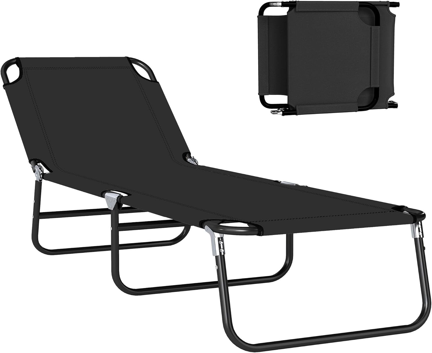 Folding Chaise Lounge Pool Chairs, Outdoor Sun Tanning Chairs with 5-Level Recli gallery
