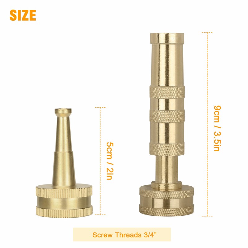 Solid Brass Yard Nozzle Heavy Duty Adjustable Twist Water Hose High Pressure New gallery