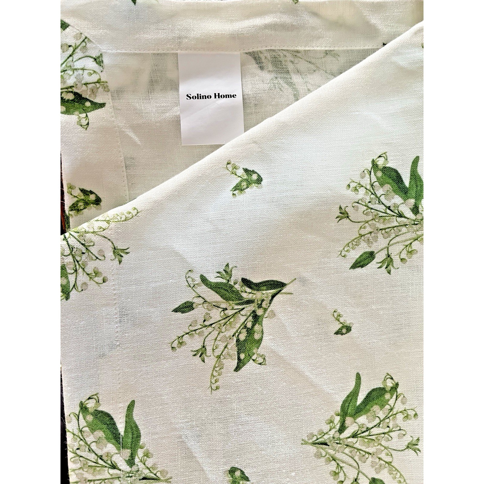 Solino Home 100% Linen Tablecloth / Table Throw 53 x 53 in. Lily of the Valley gallery