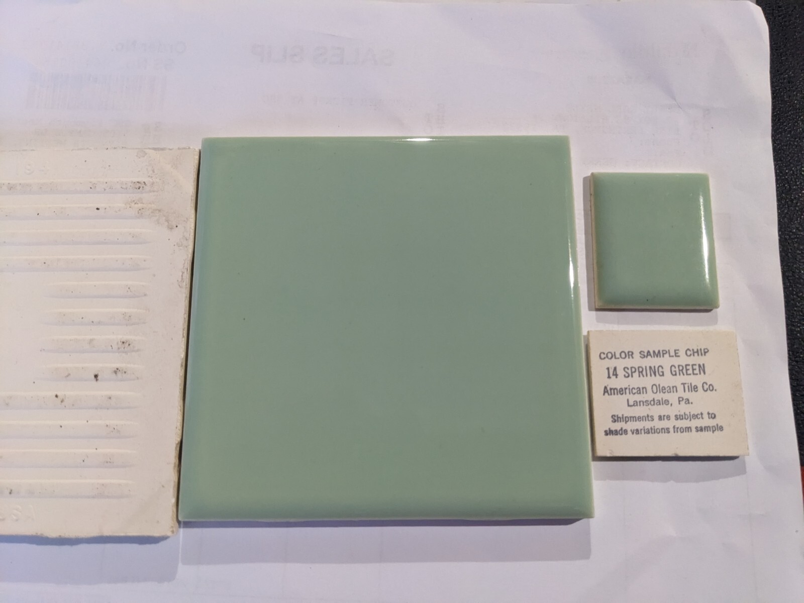 2 pieces 4 1/4" Ceramic Tile #14 Spring Green New American Olean Tile gallery