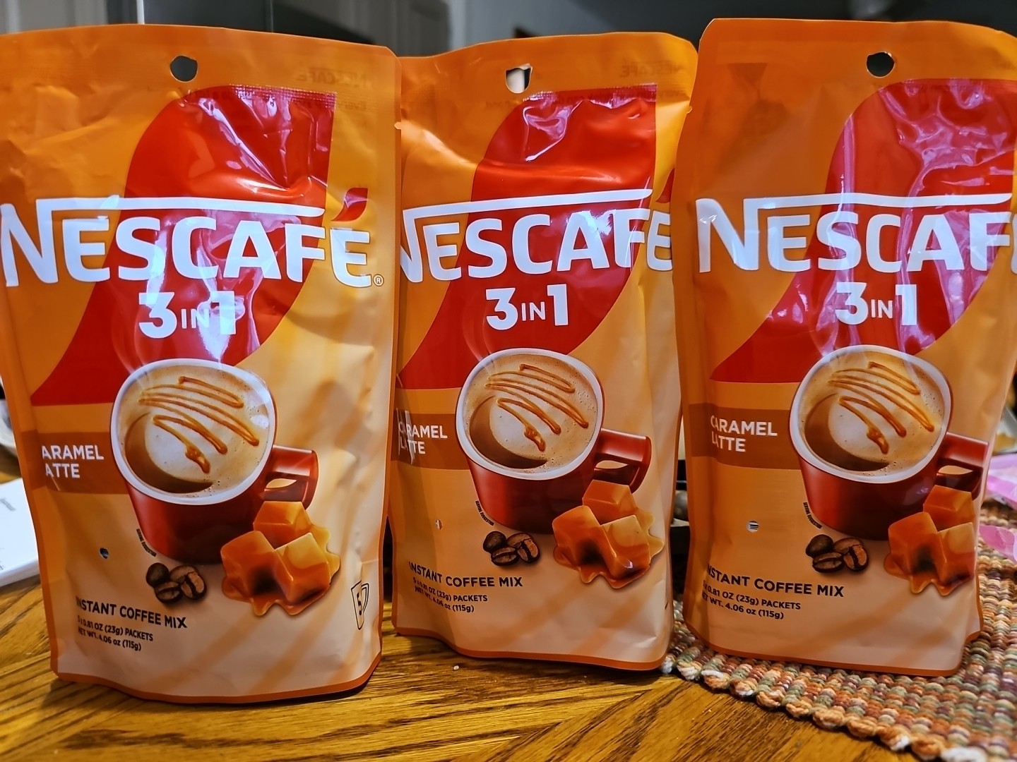 3 NEW Nescafe 3 In 1 CARAMEL LATTE Instant Coffee Mix 4.06 oz, 15 HOT COLD gallery