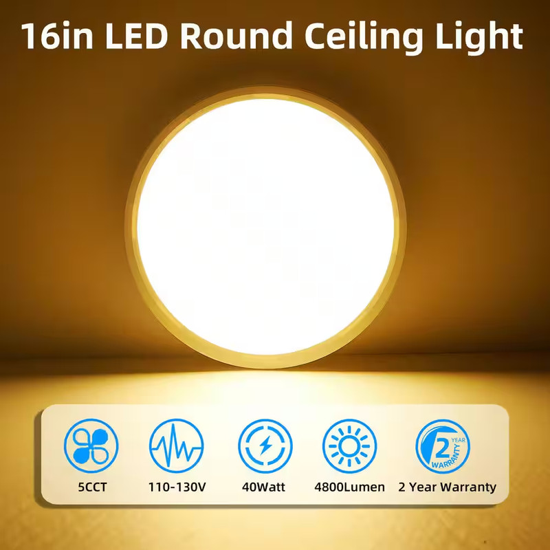 16 In. 40-Watts Integrated LED 4800Lumen 3000K/4000K/4500K/5000K/6000K in 1-LED gallery