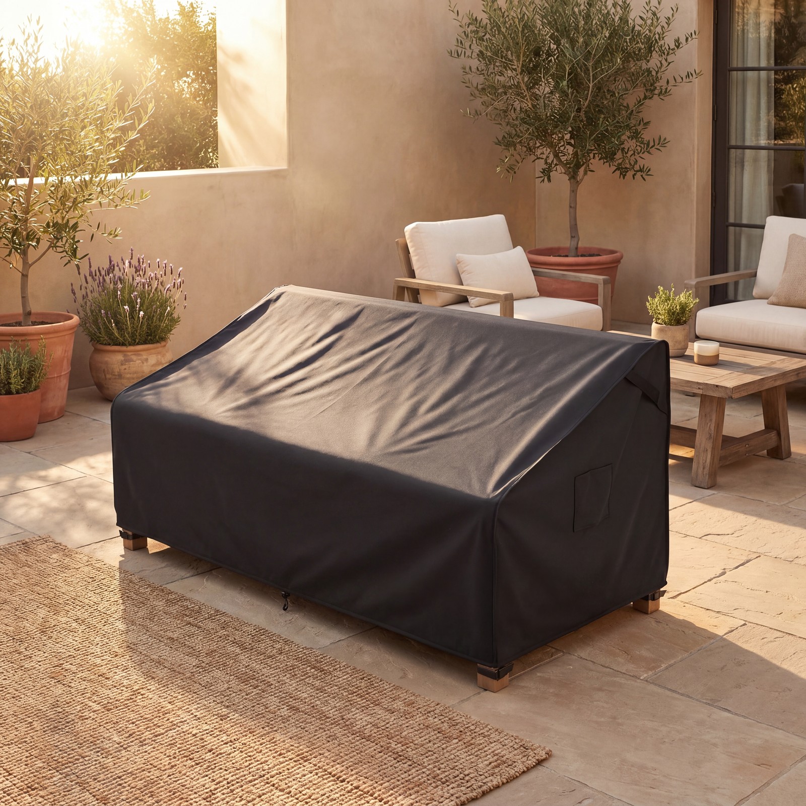 NEW 3-Seater Outdoor Couch Cover Waterproof 90x37x35in Black gallery