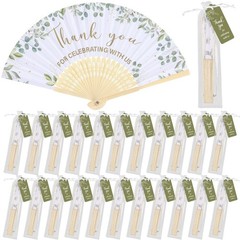 50 Sets Eucalyptus Leaf Wedding Fans for Guests Bulk Greenery Wedding Favors