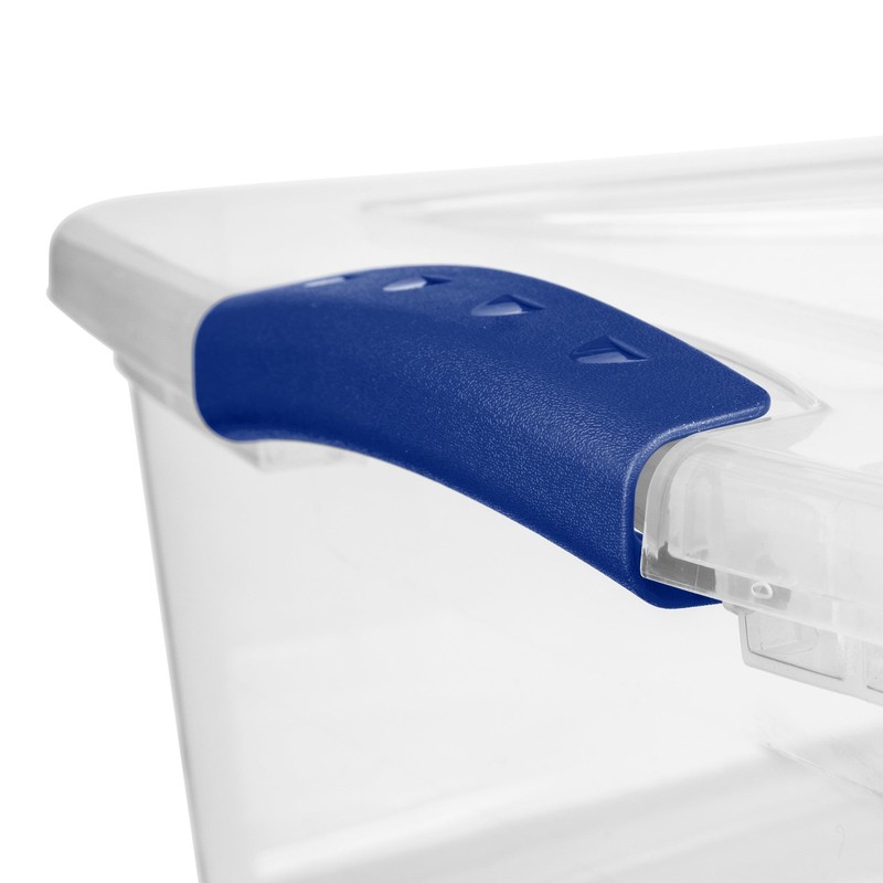 32 Quart Clear Storage Bin, Latching Lid Container, Blue gallery