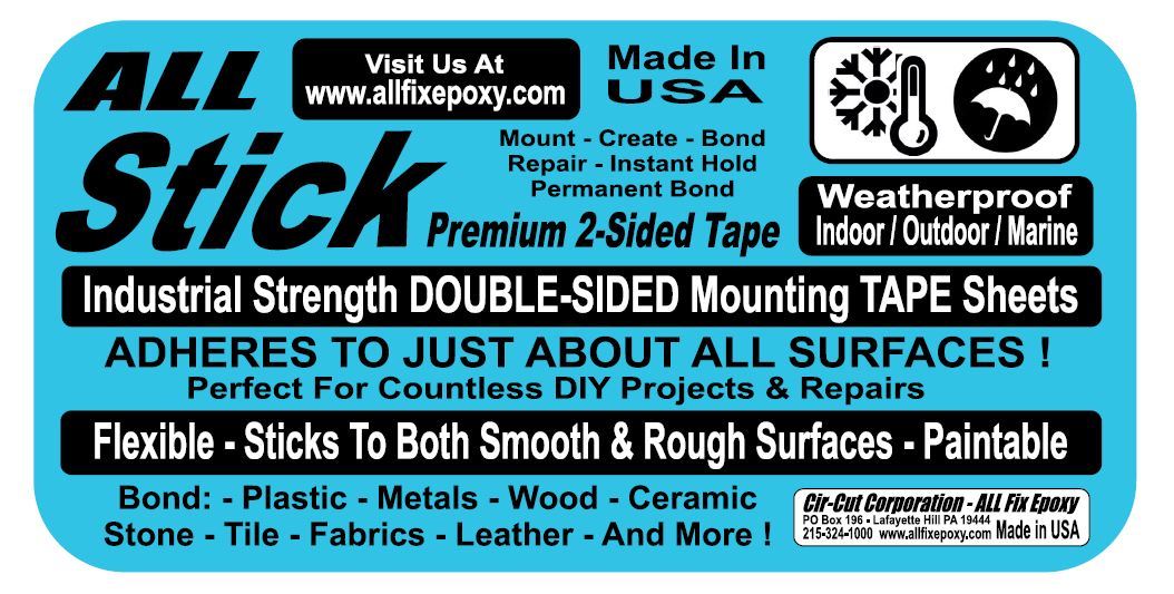 ALL STICK 2-Sided Tape Sheet Industrial Strength Bond Plastic Metal Wood LARGE gallery