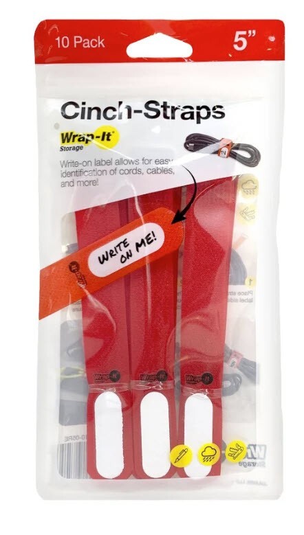 Cinch-Straps - 5-in. (10-Pack) Red Wrap It Storage gallery