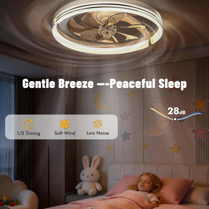 Flush Mount LED Ceiling Fans with Lights Remote & APP Cortorl Ceiling Fan Light gallery