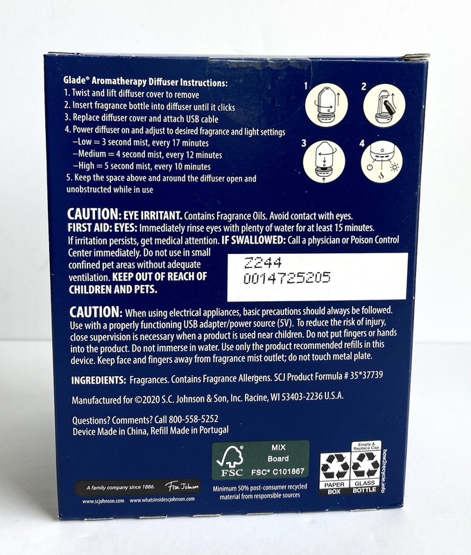 Glade Aromatherapy Cool Mist Diffuser w/Lemongrass & Bergamot Essential Oil gallery