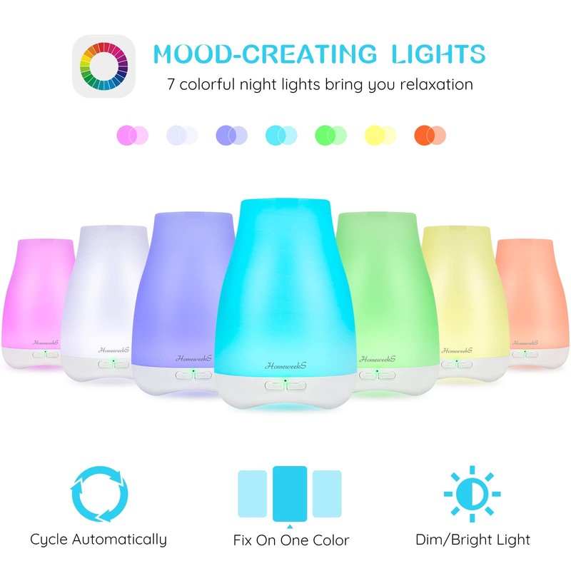 Diffusers, 100ml Colorful Essential Oil Diffuser with Adjustable Mist Mode, Auto gallery