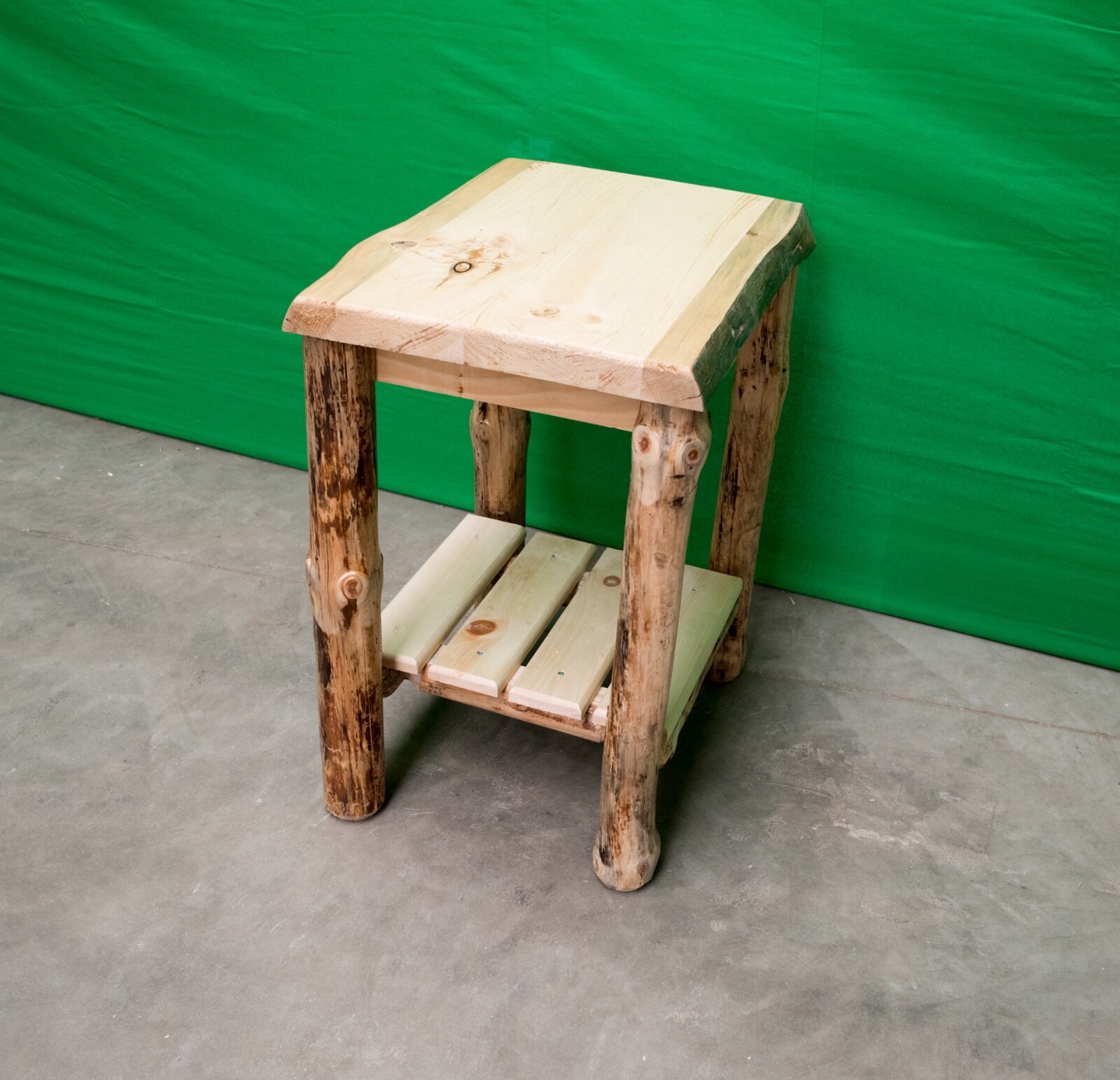 Northern Rustic Pine Log Sofa End Table - Solid Wood/Made in USA/Free Shipping gallery