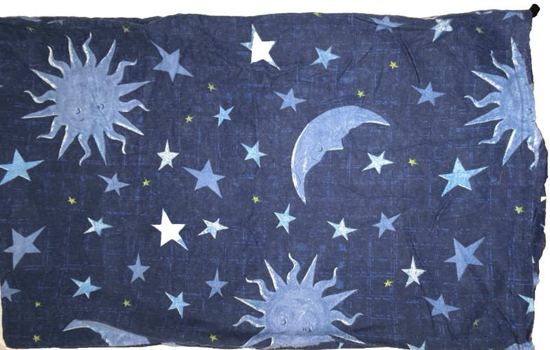 Celestial Pillowcase Set Blue STD Vtg Flannel Cotton Soft Sun Moon Star Bohemian gallery