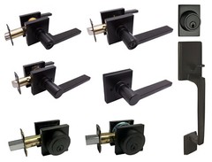House Guard Matte Black Square Plate Door Handle Levers Entry/Privacy/Passage