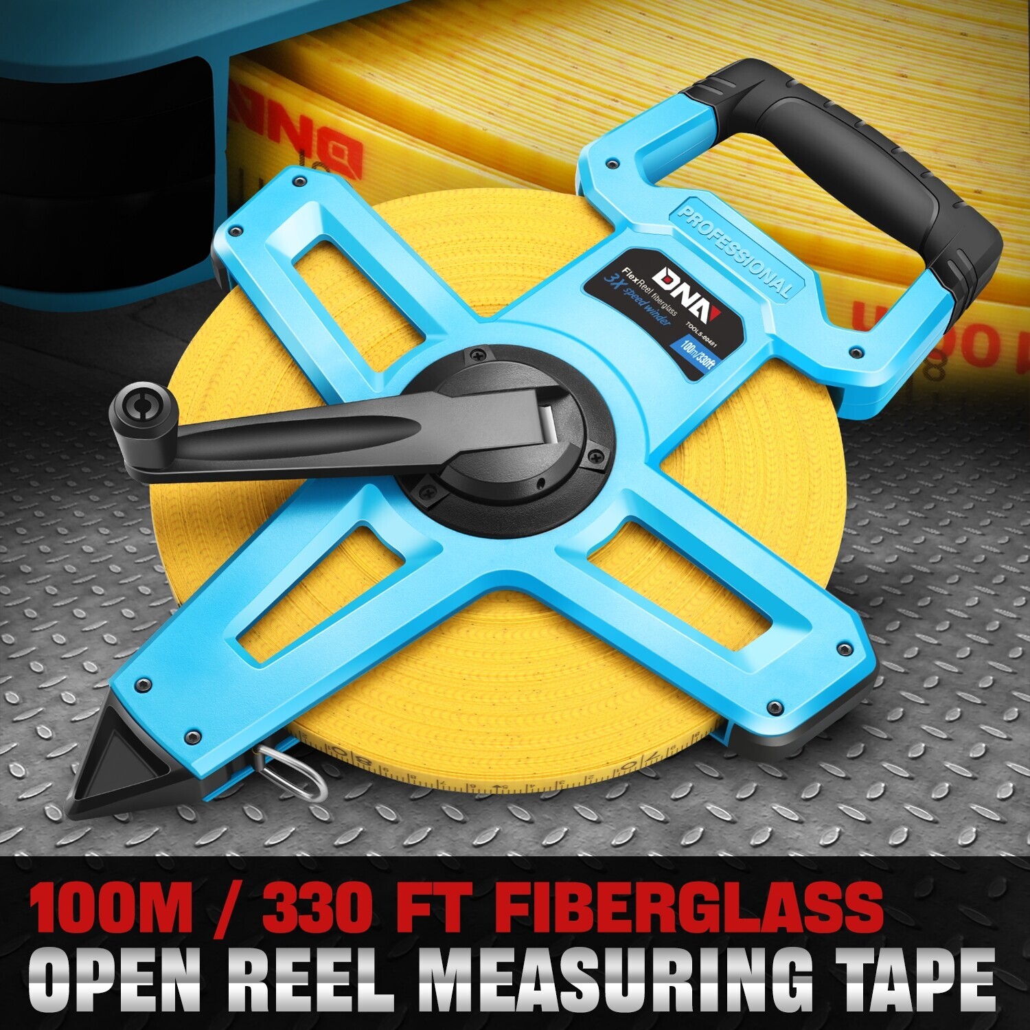 100M/300Ft Contractor-Grade Open Reel Fiberglass Measuring Tape Measure Reel gallery