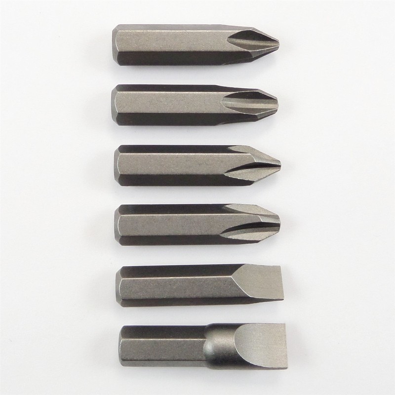 6 pc Impact Driver Bits Phillips #2 #3 Slotted Flat 3/8" 5/16" Hex Shank Hammer gallery