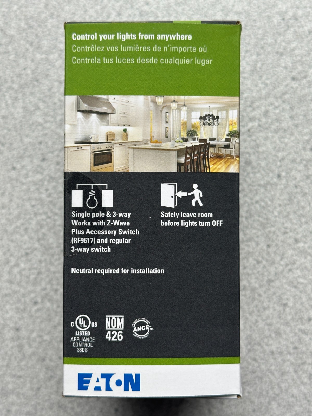 NEW Eaton RF9601DW Z-Wave Plus Wireless WiFi Switch Voice Control 15A 120V White gallery