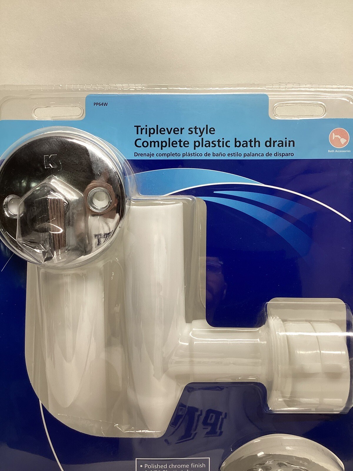 Plumb Pak PP64W Polished Chrome Plastic White Bath Drain Assembly 1-1/2 in. gallery