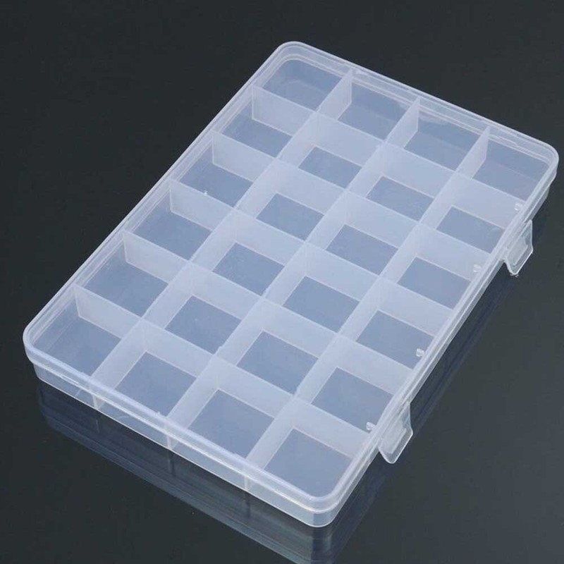 2Pcs 24 Grid Plastic Compartments For Jewelry Bead Organizer Storage Box Case US gallery