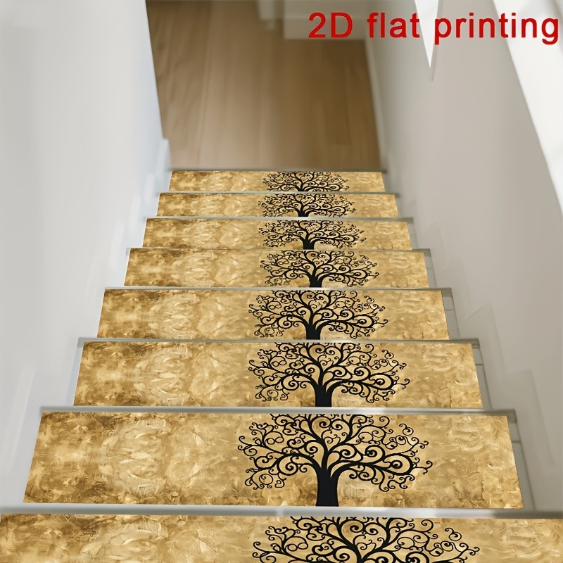 Luxury Modern Tree Pattern Stair Treads - Non-Slip Step Pads Suitable for Indo gallery