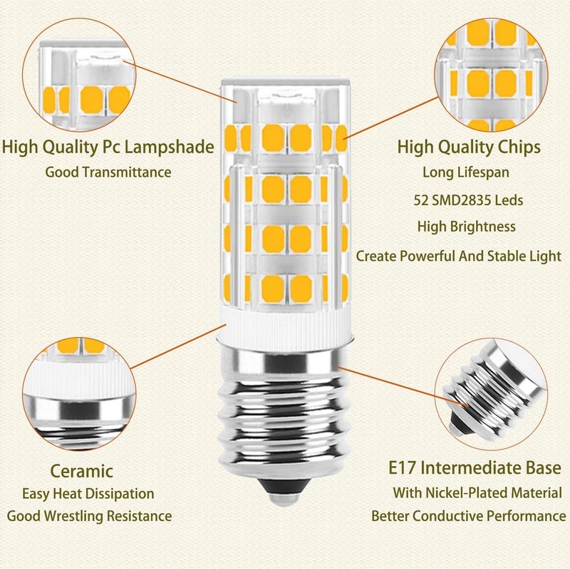 E17 LED Bulb Dimmable,E17 Intermediate Base,T7 4W 40W Warm White 3000k(2pack) gallery