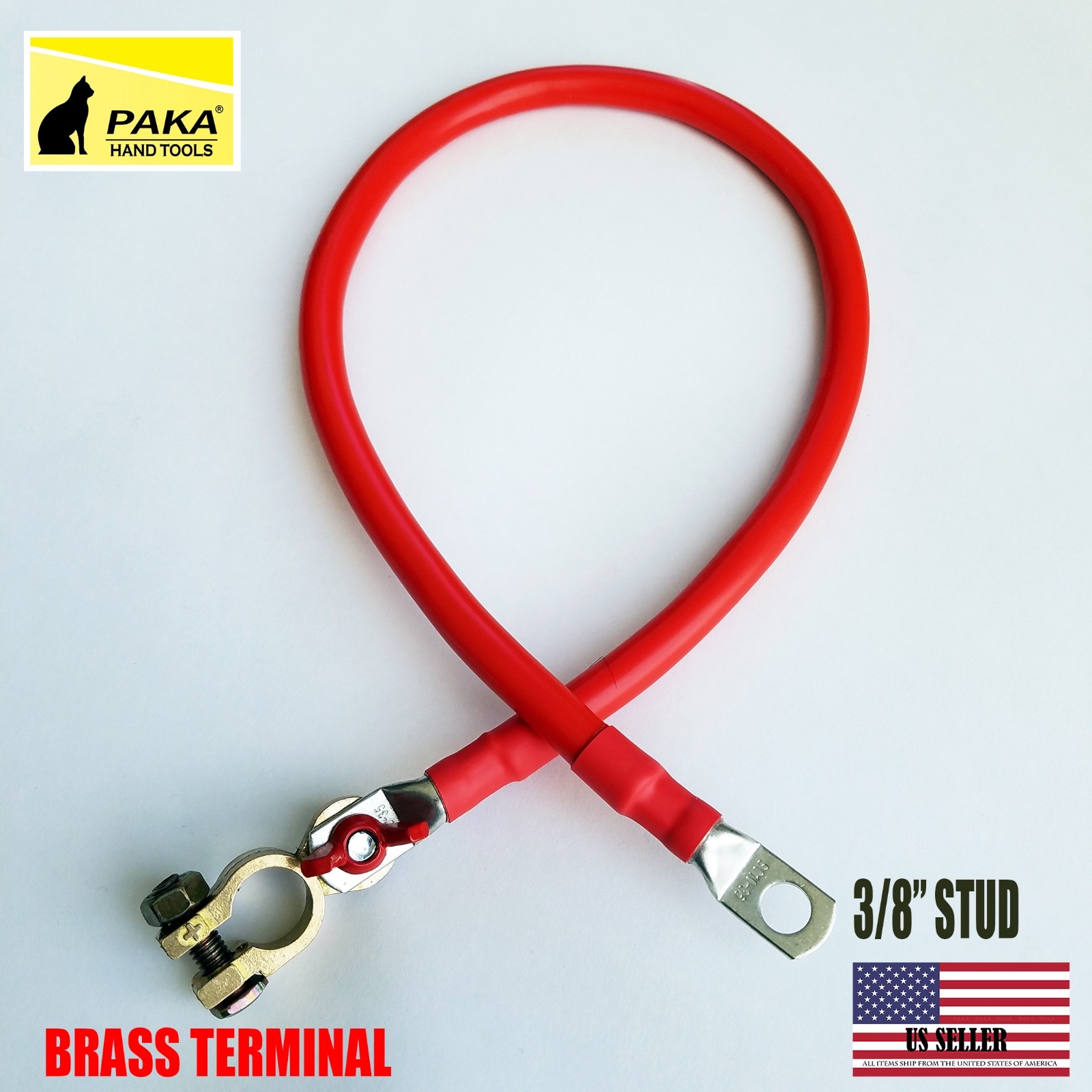 36" Inch - 1/0 GAUGE Battery Cable Positive – 3/8” Lug Stud -Car, Truck, RV,Boat gallery