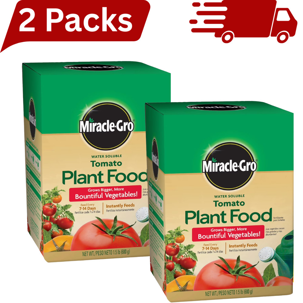 2 Pack -Miracle-Gro Water Soluble Tomato Plant Food, Grow Bigger Organic 1.5 Lbs