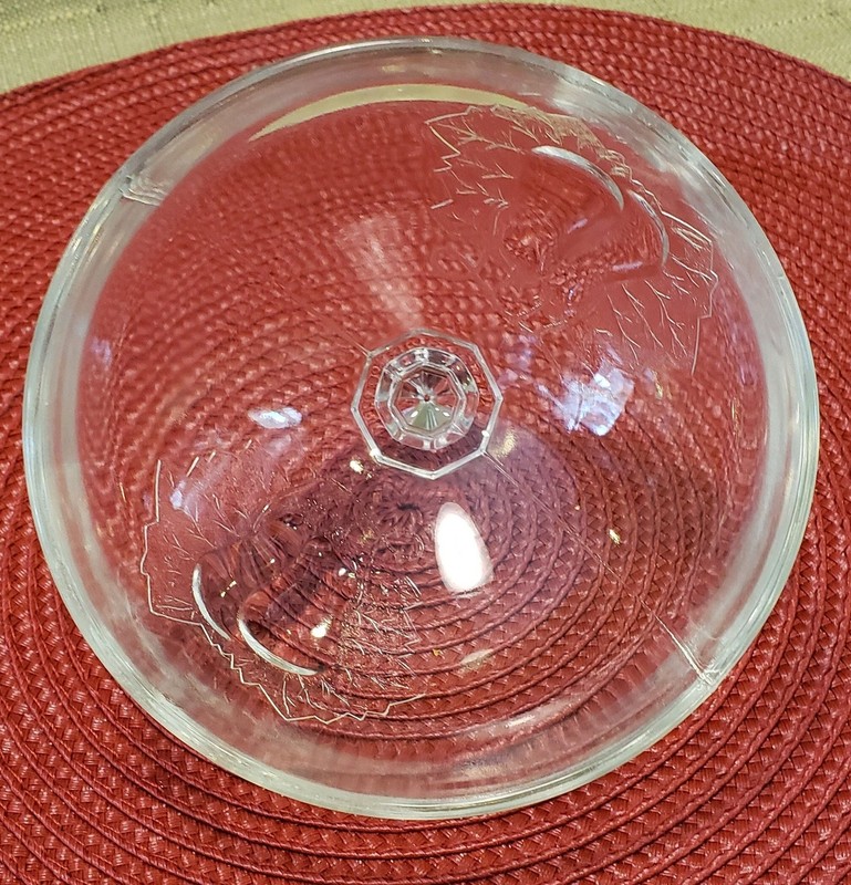 Vintage Unsigned Pressed Glass Two Piece Butter Dish, Domed Lid Cover, Handles gallery