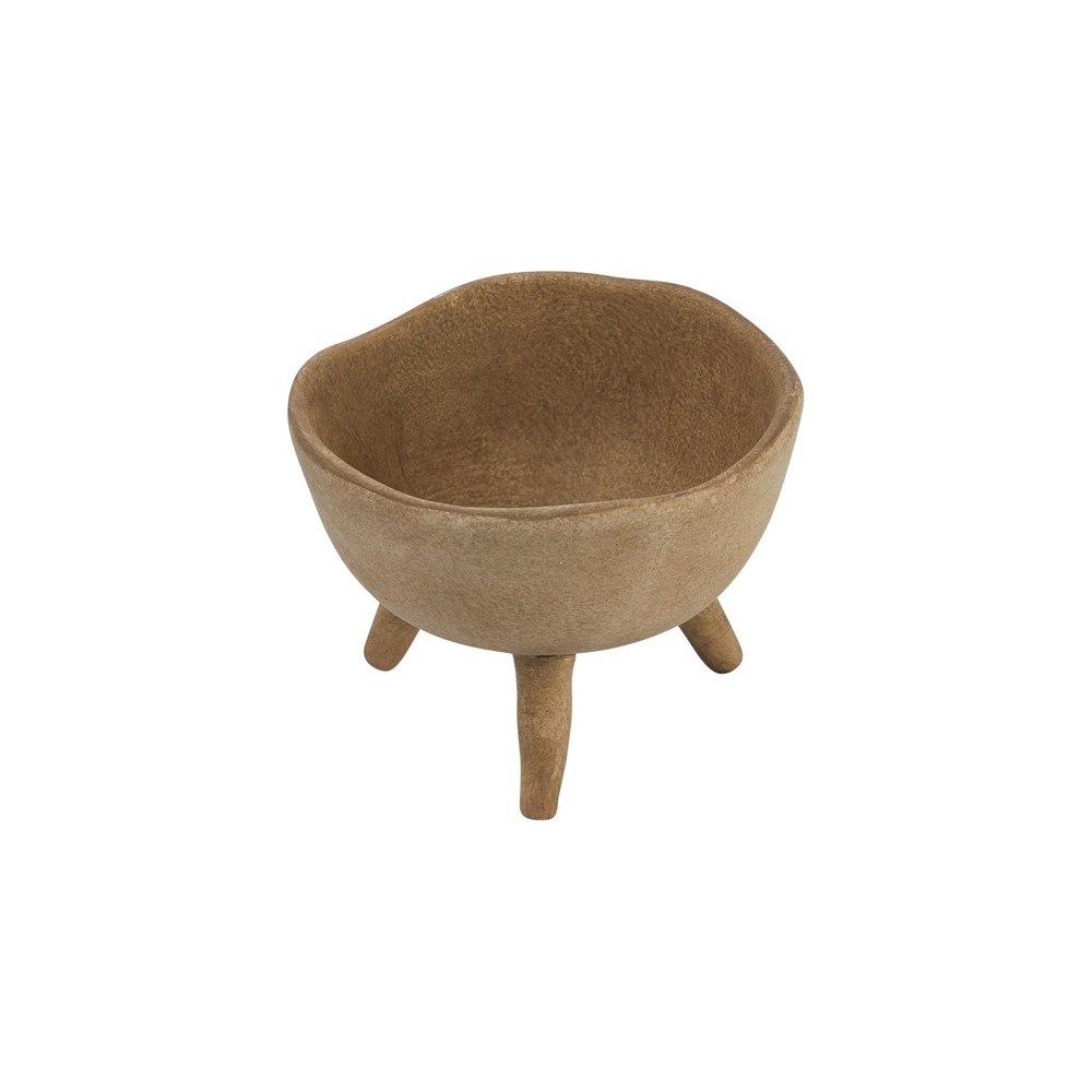 Boho Terracotta Footed Planter with Organic Edge in Matte Taupe Finish