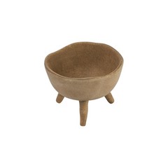 Boho Terracotta Footed Planter with Organic Edge in Matte Taupe Finish