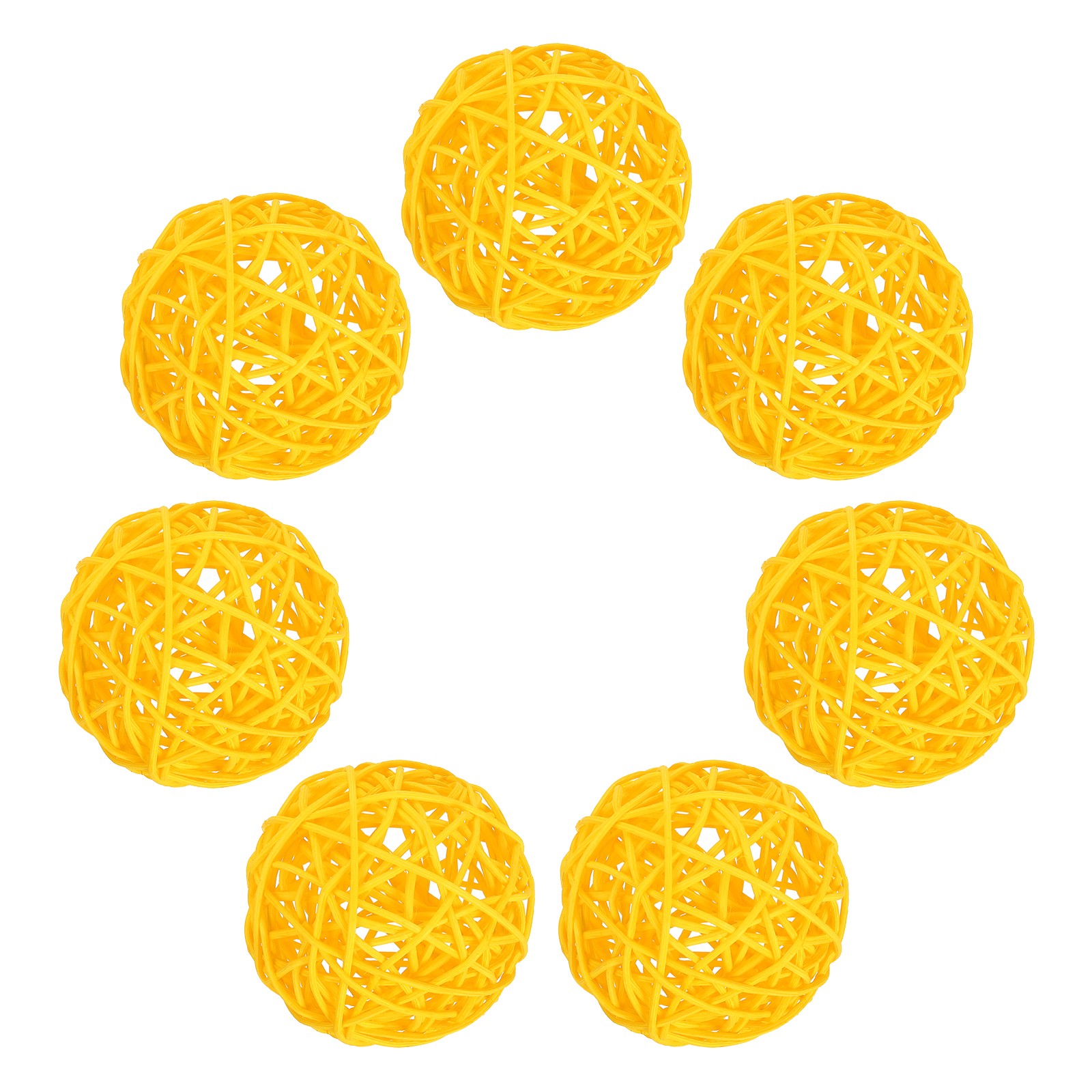 7Pcs Wicker Rattan Balls, 2.75 in Dia Rattan Decorative Balls, Yellow gallery