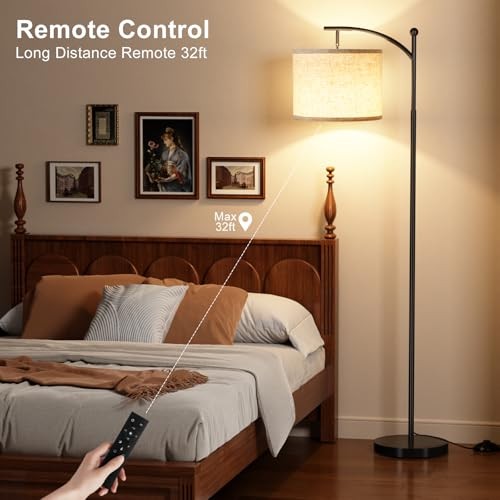 60" Floor Lamp with Remote Control and Stepless 61 inches A：beige & black gallery