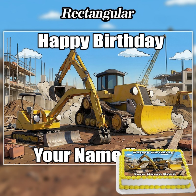 Edible Construction trucks Diggers Cake Topper gallery