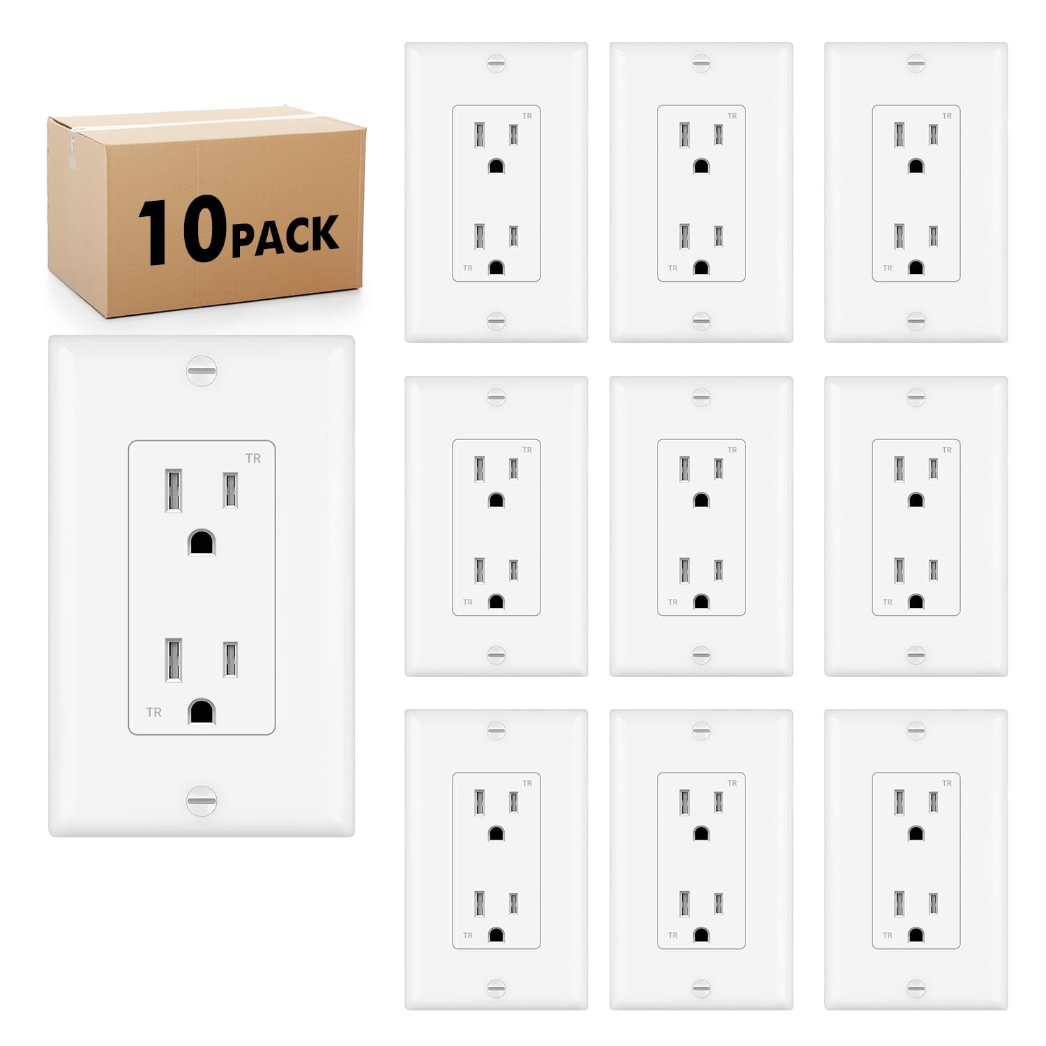 Decorator Receptacle Outlet, Tamper Resistant,15A,20A,with Wallplate,UL Listed gallery