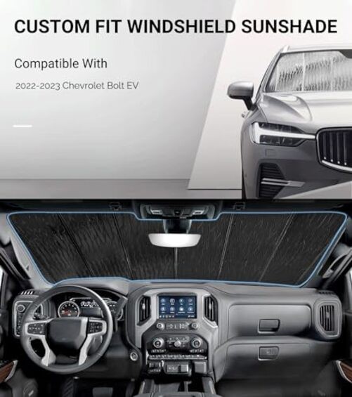 Windshield Sun Shade for Chevy Bolt EV 2022-2023,Front Window Sunshade gallery