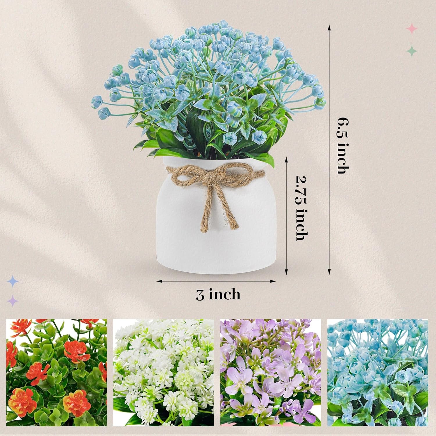 4 Pack Artificial Flowers Plants Fake Greenery for Home Office Kitchen Table Dec gallery