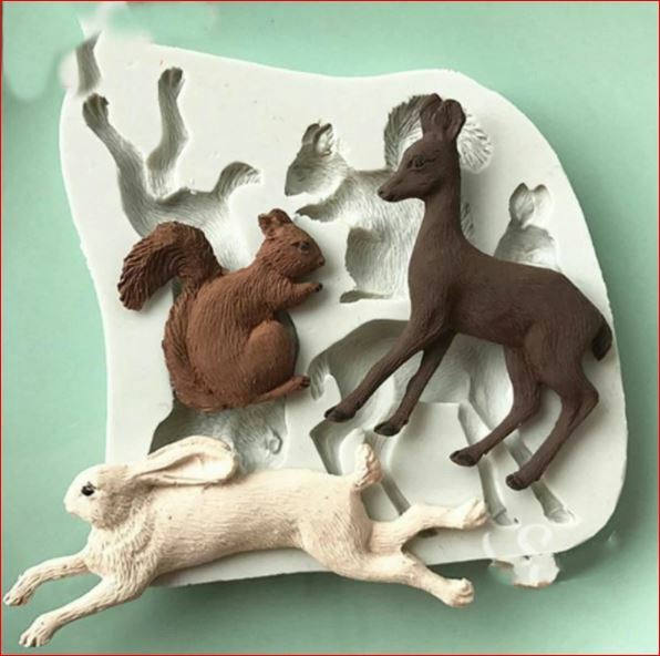 Rabbit Squirrel Deer Silicone Mold Chocolate Candy Resin Fondant Crafts Baking