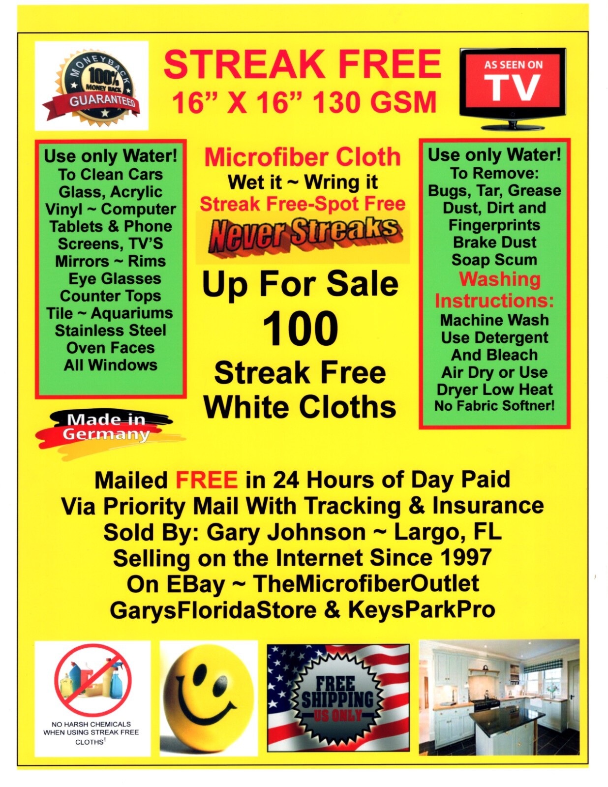 100 Streak Free MicroFiber Cleaning Cloths 10-10 Packs FREE Priority Mail Ship! gallery