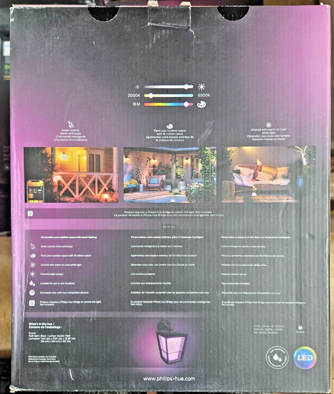 Philips Hue Econic Outdoor Smart Color Changing Wall Down Light LED Lantern gallery