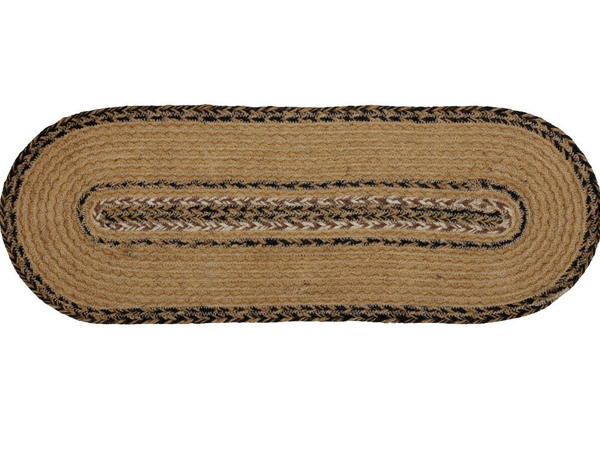 NEW KETTLE GROVE Caramel Brown BLACK STAR Braided Jute 24" Table Runner gallery