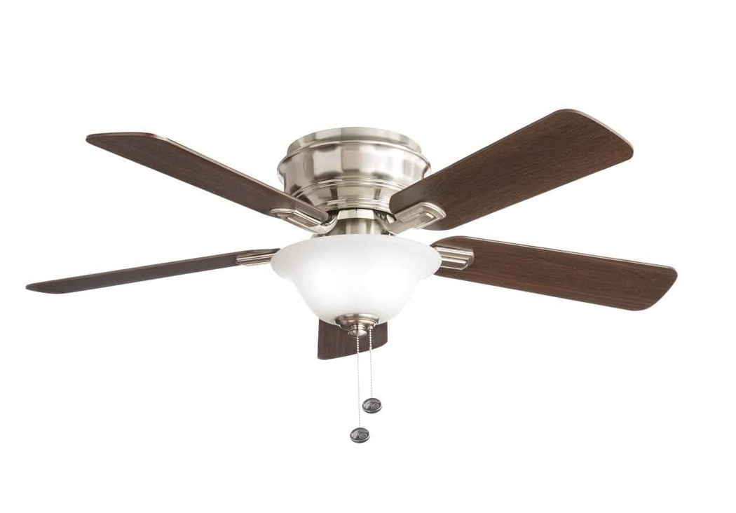 Ceiling Fan & Light 44" Hampton Bay Hawkins LED Brushed Nickel 5 Blade 3 Speed gallery