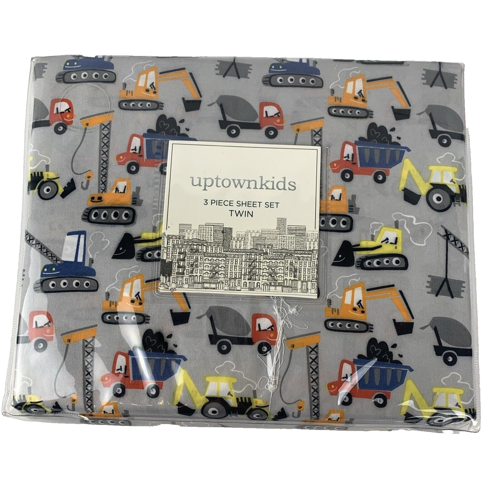 Construction Trucks Twin Sheet Size Set Tractor Bulldozer Crane Dump Truck NEW gallery