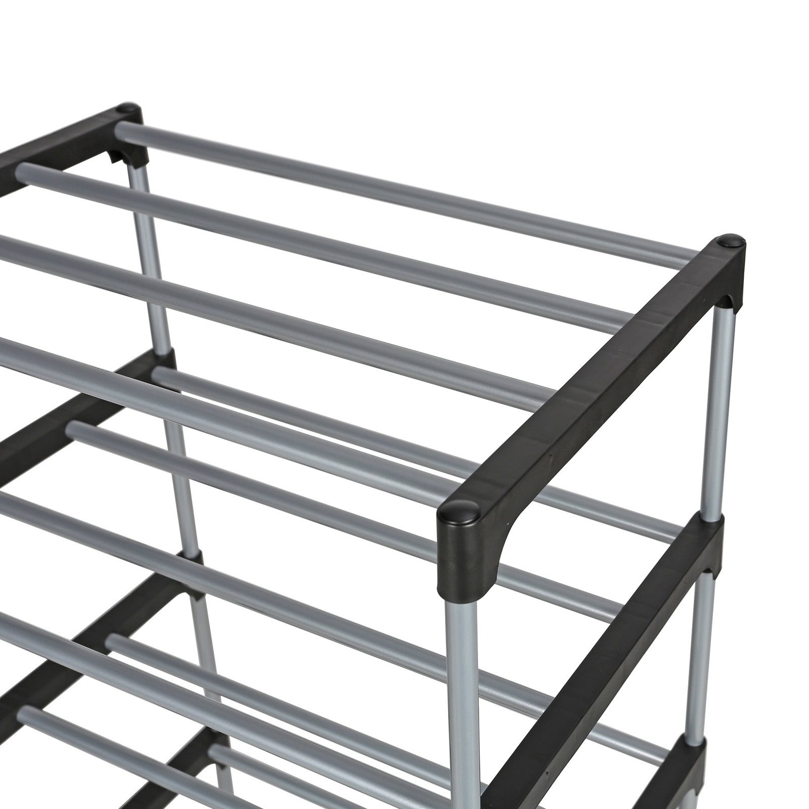 4Tier Shoe Rack, Black and Silver,8Pairs of Shoes,Metal Tubes&Plastic Connectors gallery