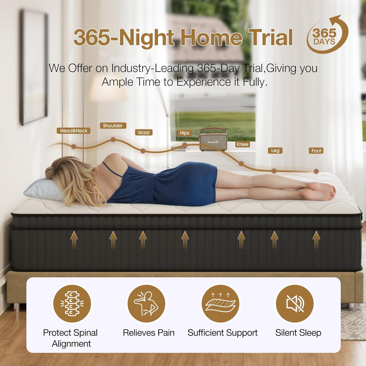 12 Inch Full Size Mattress, Gel Memory Foam and Pocket Spring Hybrid with Plush gallery
