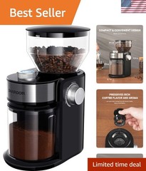 Compact Electric Burr Mill Coffee Grinder with 16 Settings for Any Brew Method