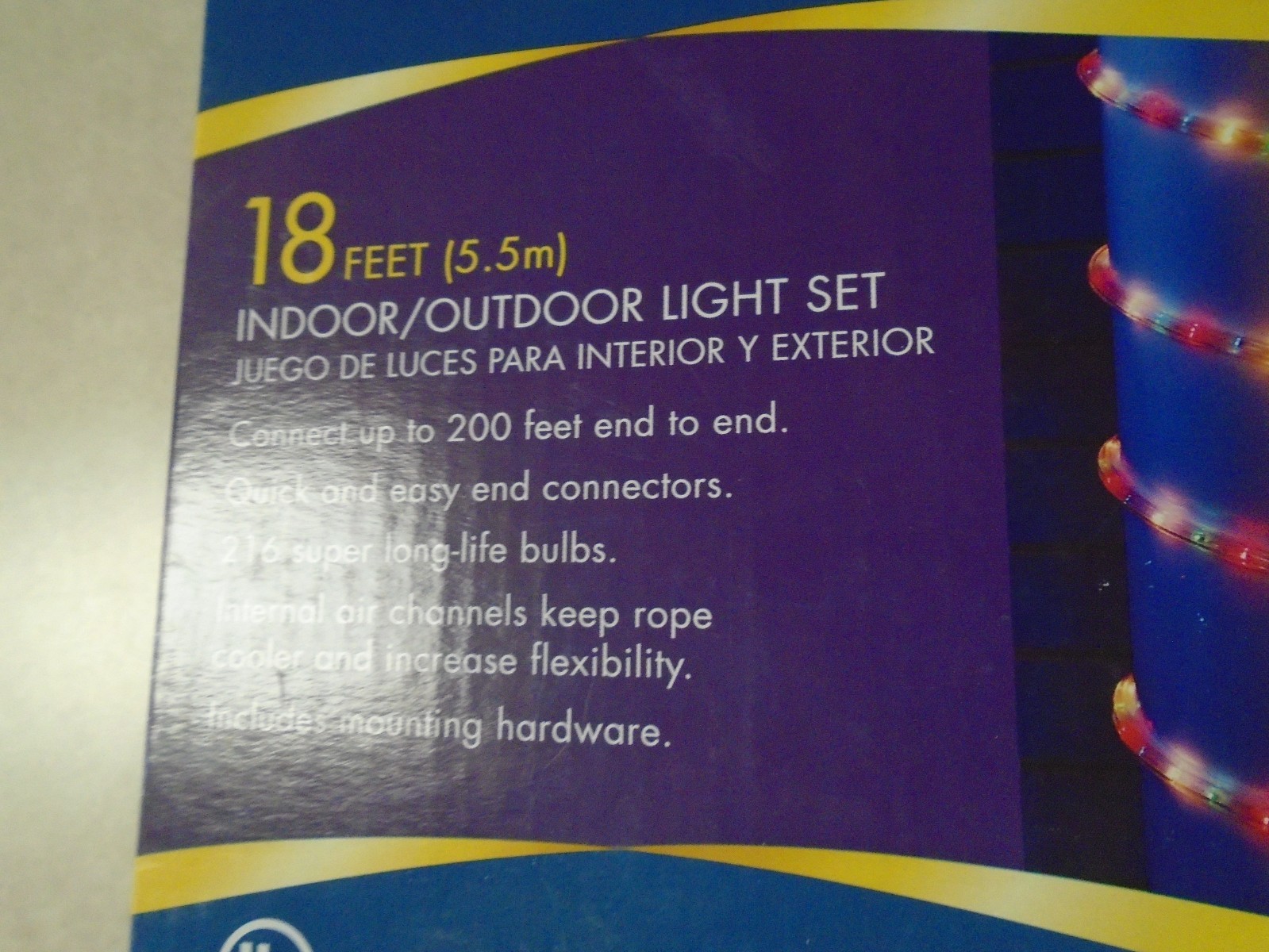 Holiday Time 18' Ft Crystallized Rope Light Multi Color New in box gallery