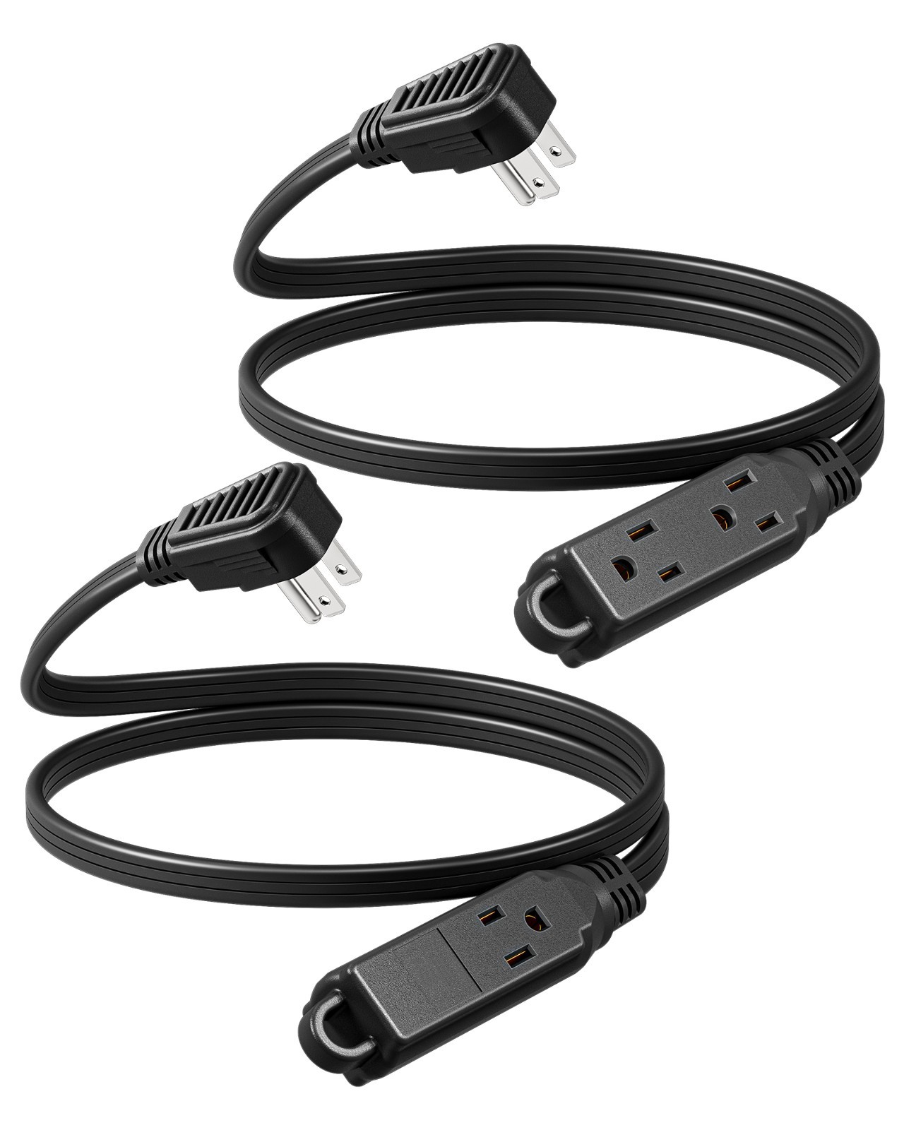 DEWENWILS 2 Pack 3 Outlet Extension Cord with Flat Plug, 3FT 16/3,ETL Listed, gallery